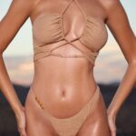 rayen asimetrik tanga bikini altı Oh Polly kadınlar 8046V881 mayo altın