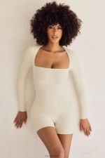 rue uzun kollu kare yaka üniter Oh Polly kadınlar 8046V818 Toplamak fildişi