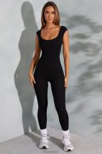 sabrina sırtı açık geniş yaka tulum Oh Polly kadınlar 8046V759 Toplamak siyah - Görsel 9