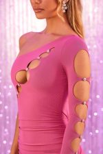 sonsuzluk tek kollu mini elbise Oh Polly kadınlar 8046V412 elbiseler pembe - Görsel 4
