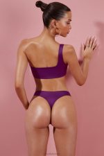tek omuzlu bikini üstünü öp ve söyle Oh Polly kadınlar 8046V917 mayo mor - Görsel 2