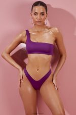 tek omuzlu bikini üstünü öp ve söyle Oh Polly kadınlar 8046V917 mayo mor