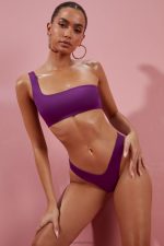tek omuzlu bikini üstünü öp ve söyle Oh Polly kadınlar 8046V917 mayo mor - Görsel 9
