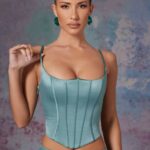 Zella push up tam boy korse Oh Polly kadınlar 8046V625 Toplamak açık turkuaz